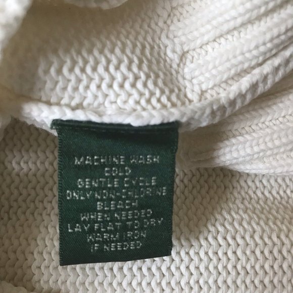 Lauren Ralph Lauren cream pullover sweater oversize toggle collar nautical sz L - Picture 6 of 8